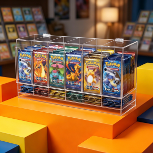 >6 Grid Clear Acrylic TCG Booster Pack Dispenser, Dustproof Card Pack Display Case for Pokemon, MTG, Yu-Gi-Oh Booster Packs